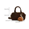 sac à main conviviale ré rétro pour femme, sac à bandoulière élégant, sac à bandoulière, pendentif en peluche, haut de gamme