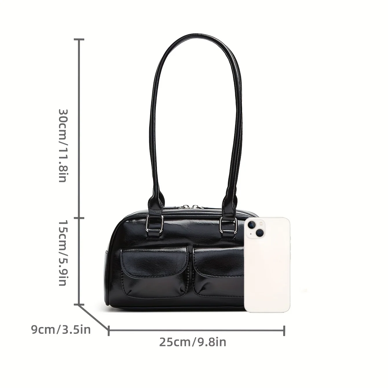 sac hobo rétro pour femmes, sac de shopping en cuir pu, sac à aisselles de styliste solide, décontracté, double poche, sac sous les bras