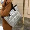 nouvelle mode grand fourre tout rembourré sacs à main automne matelassé femmes sacs à bandoulière de luxe pu vers le bas fil de coton sac à bandoulière sac d'hiver