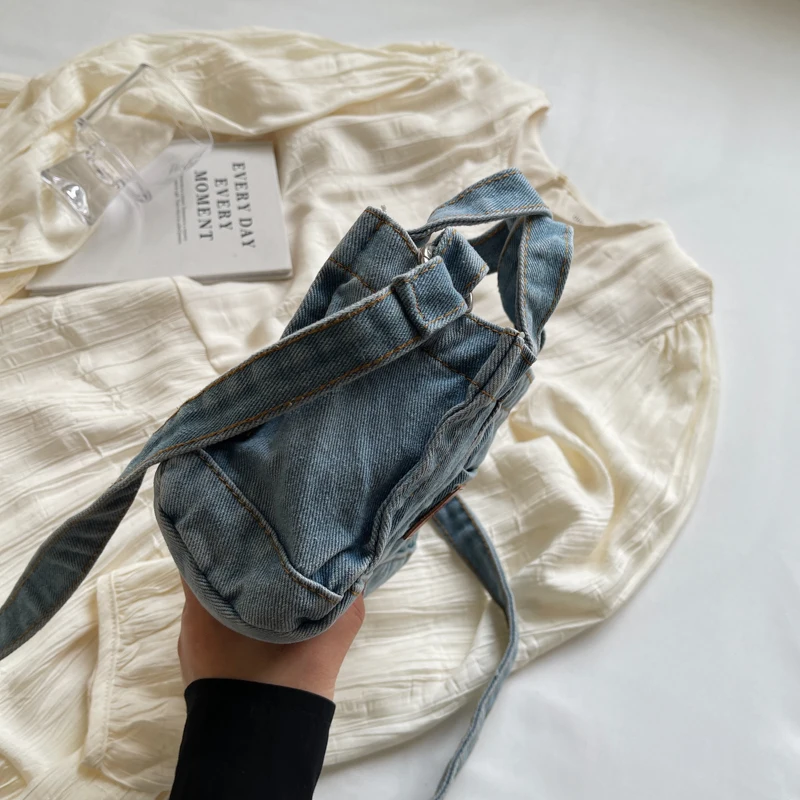 1 sac à main en denim de couleur unie pour femme, sac à bandoulière adapté aux filles, aux dames, aux étudiants, aux reculistes et aux ouvriers à col blanc