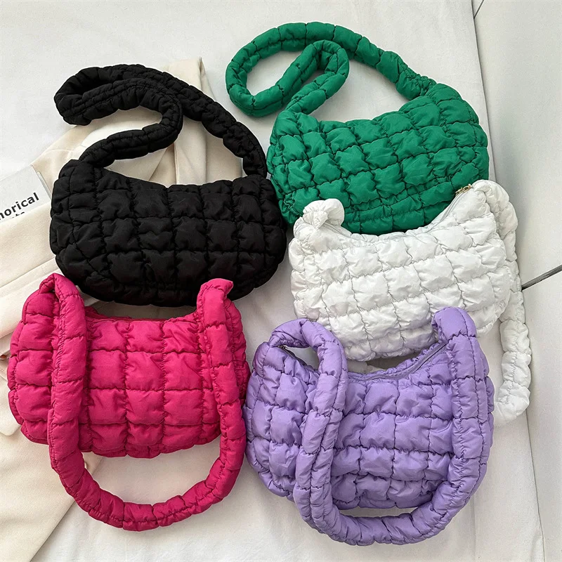 Sacs à bandoulière plissés matelassés pour femmes sac rembourré sacs à main en Nylon sac à main seau bulles de nuage Hobo Puffer sac fourre-tout en Nylon bolsas Sacs à bandoulière plissés matelassés pour femmes sac rembourré sacs à main en Nylon sac à main seau bulles de nuage Hobo Puffer sac fourre-tout en Nylon bolsas
