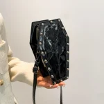 Sac à Main Gothique en Forme de Cercueil de Grande Capacité, Sangle Réglable, Toile d&rsquo;Araignée, Sac Hobo en Cuir PU, Halloween