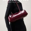 2025 nouveau sac à bandoulière en cuir véritable pour femmes grande capacité peau de vache sac à main de luxe longue bande vin rouge baguette sac femme