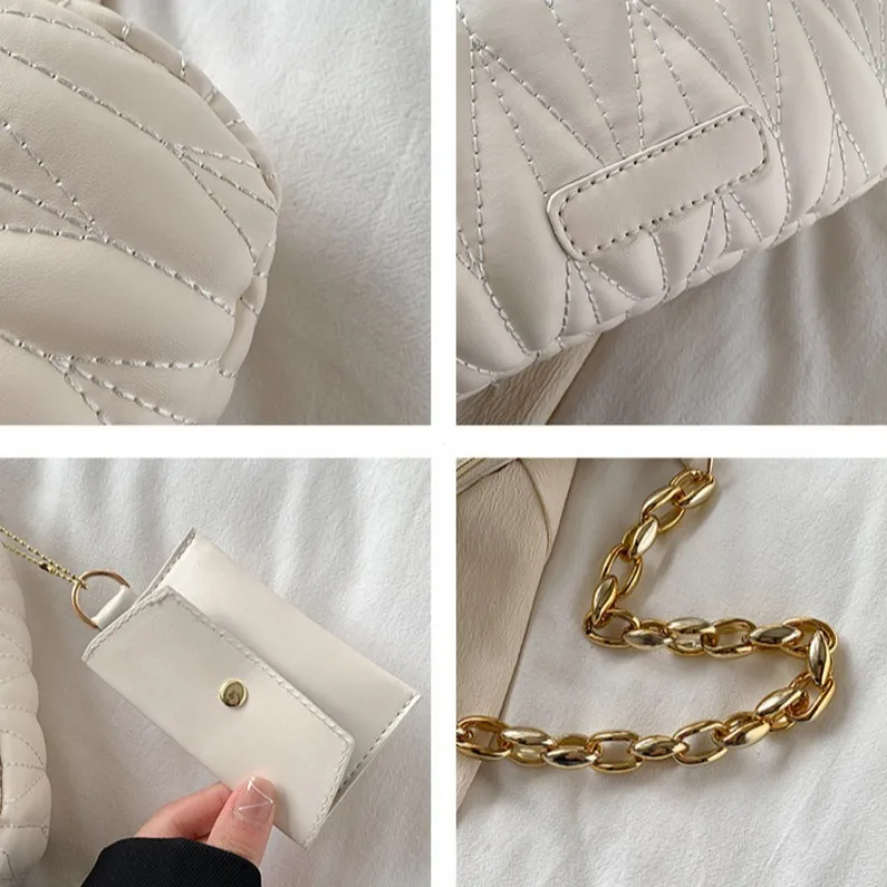 sac en croissant froncé matelassé, sac à main à la mode joinitiated, sac à main pour femmes avec porte monnaie pour tous les jours en été