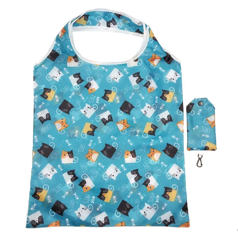 sac de courses réutilisable, sac d'épicerie pliable en nylon, fourre tout créatif et écologique, léger et durable