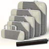 ensemble de cubes d'emballage à compression, accessoires d'organisateur de bagages de voyage en polyester, sacs de rangement extensibles, valises