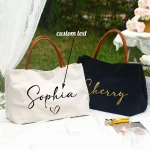 Sac fourre-tout personnalisé pour demoiselle d&rsquo;honneur, texte personnalisé, sac cadeau de fête de mariée, sac à bandoulière en toile pour enterrement de vie de jeune fille, fête prénuptiale