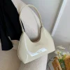 sac à bandoulière en cuir verni pour femmes, marque de luxe, fourre tout de bonne qualité, sac à aisselles étanche, couleur unie, sac à main pour femmes