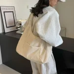 Sac à bandoulière en tissu doux pour femmes, tendance, couleur unie, pour étudiantes, nouveau Style rétro décontracté, grands sacs à main pour femmes, printemps