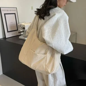 Sac à bandoulière en tissu doux pour femmes, tendance, couleur unie, pour étudiantes, nouveau Style rétro décontracté, grands sacs à main pour femmes, printemps