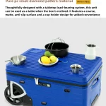 Valise de camping avec table portable, 28 pouces, 2 grandes roues, bagage tout-Terrain, mensonges plates pour pique-nique et rangement en plein air, support USB