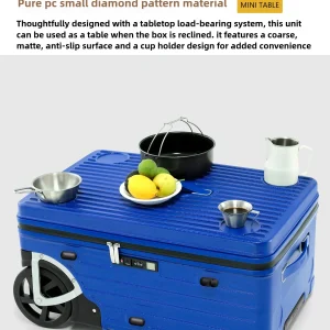 Valise de camping avec table portable, 28 pouces, 2 grandes roues, bagage tout-Terrain, mensonges plates pour pique-nique et rangement en plein air, support USB