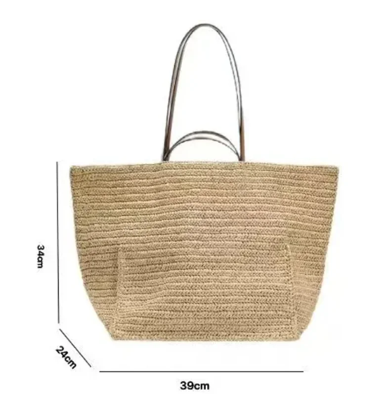sacs à main tissés à la main pour femmes, sac de plage d'été, grands sacs à main de shopping, fourre tout en paille de grande capacité de styliste, 2025