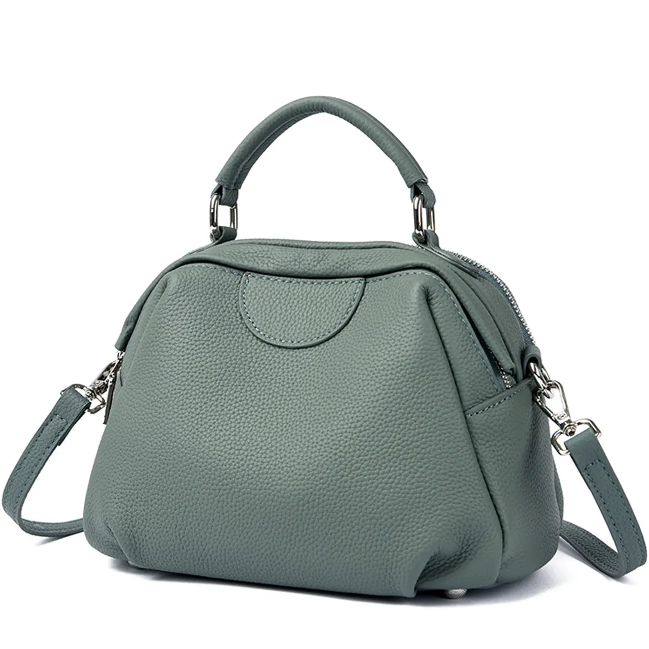 sac à main portable kaki pour femmes, sac hobo en cuir véritable, motif litchi, minimaliste, classique, poignée supérieure, bandoulière