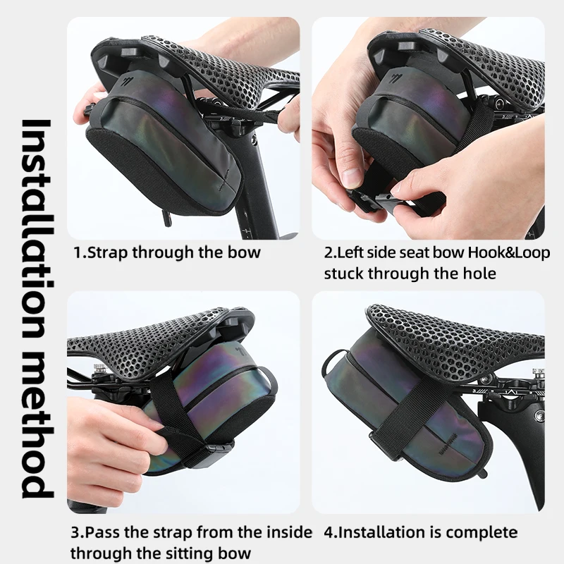 west biking – sac de selle de vélo réfléchissant, sac arrière de vélo de route et vtt, mini sacs à outils arrière portables pour cyclisme, sacs de vélo légers