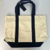sac fourre tout en toile pour femmes, grande capacité, sac à bandoulière carré tendance avec fermeture à glissière et sangle rayée pour le shopping, usage quotidien