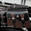une paire de sacoches de moto rétro marron en cuir pu, sacoches latérales, sac de selle de motocycliste, accessoires de moto