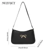 sac sous les bras en cuir pu pour femmes, sac à bandoulière tendance, couleur unie, sac à bandoulière avec nœud papillon, sac de transport pour femmes