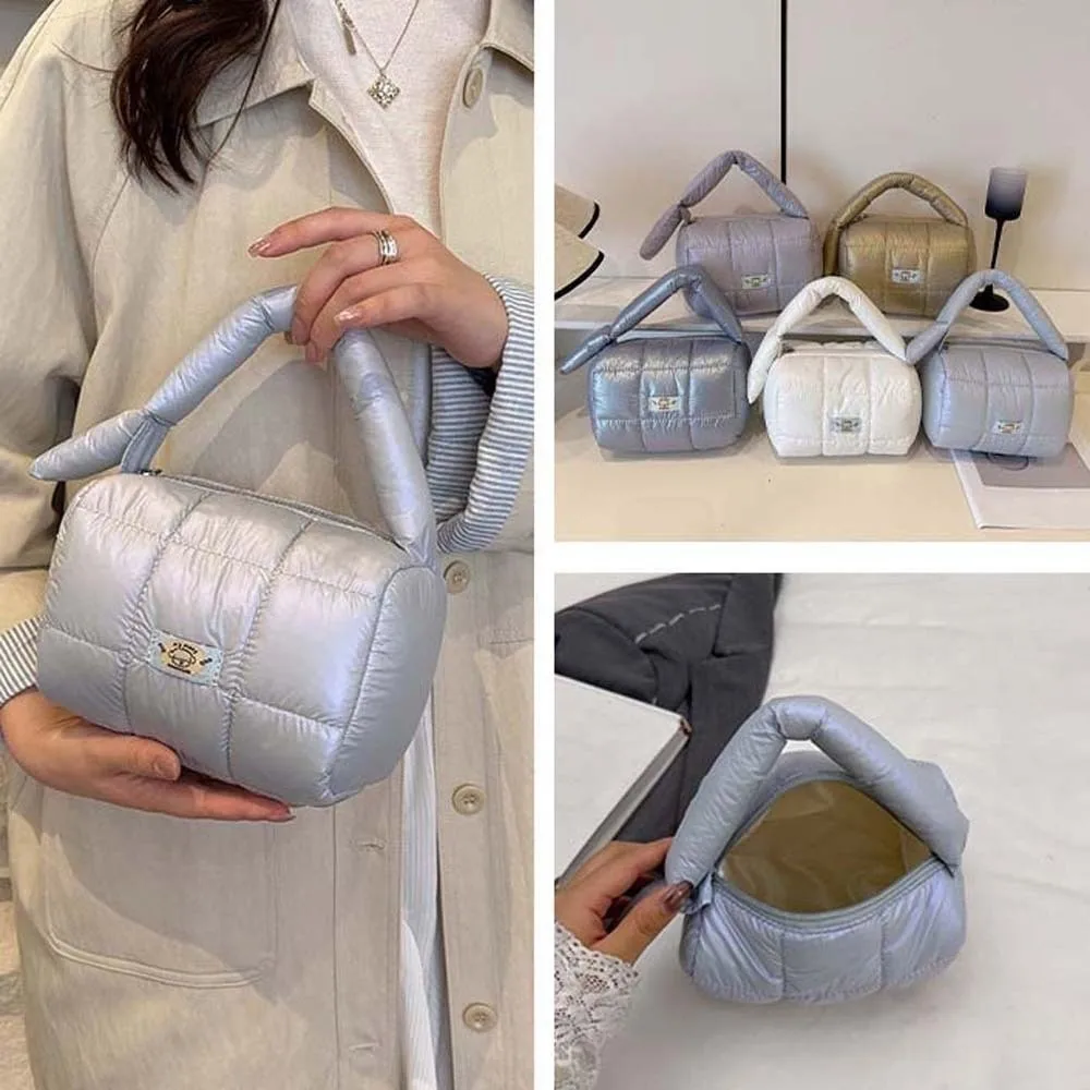 Sac matelassé à grille plissée en forme de nuage, fourre-tout léger et gonflé en Nylon, épais, grande capacité, organisateur de cosmétiques portatif quotidien Sac matelassé à grille plissée en forme de nuage, fourre-tout léger et gonflé en Nylon, épais, grande capacité, organisateur de cosmétiques portatif quotidien