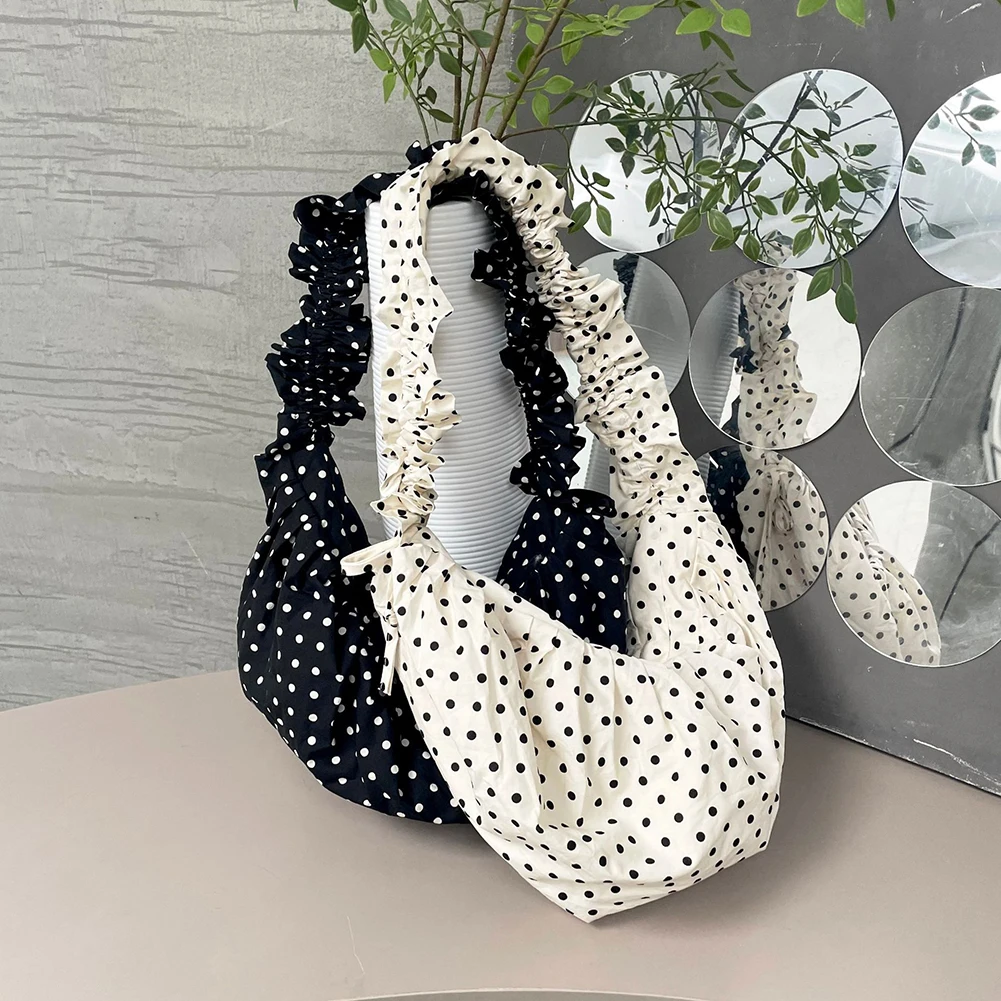 sac hobo nuage pour femmes, sac à bandoulière de grande capacité à pois, petit fourre tout vintage assorti pour les voyages en plein air