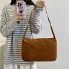 Sac carré en velours côtelé, couleur unie simple et décontractée, sac à bandoulière simple à la mode au quotidien, adapté au shopping, aux fêtes,