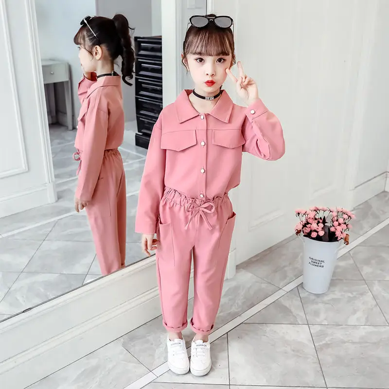 costumes à manches longues pour enfants, vêtements de printemps et d'automne pour filles, ensemble de sport pour enfants, document solide, fjkids 2, grands enfants, 12 ans
