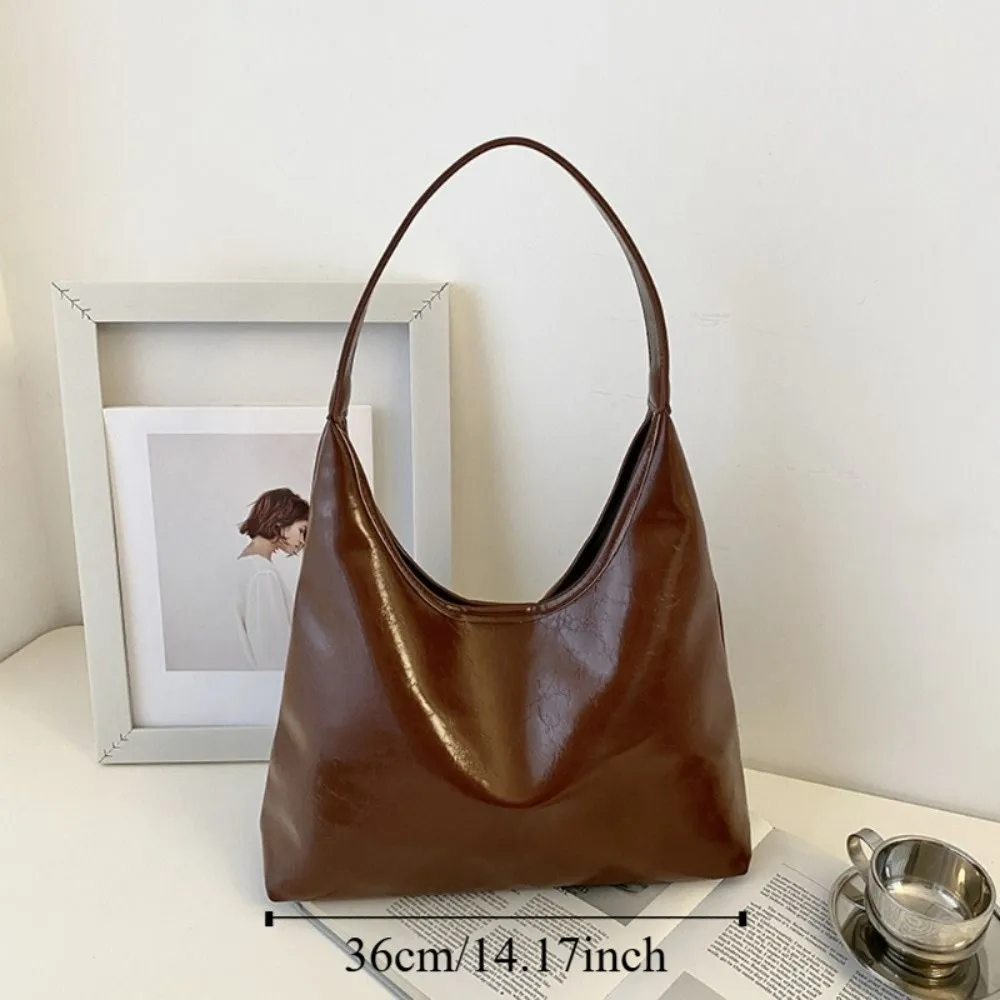 sac hobo rouge vin décontracté, sac sous les bras vintage de style coréen, fourre tout à bandoulière simple de grande capacité pour l'extérieur