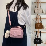Femmes cartable dessin animé ours imprimé sacs à bandoulière sacs à main étudiant fourre-tout sac de messager velours côtelé sacs à main pour femmes