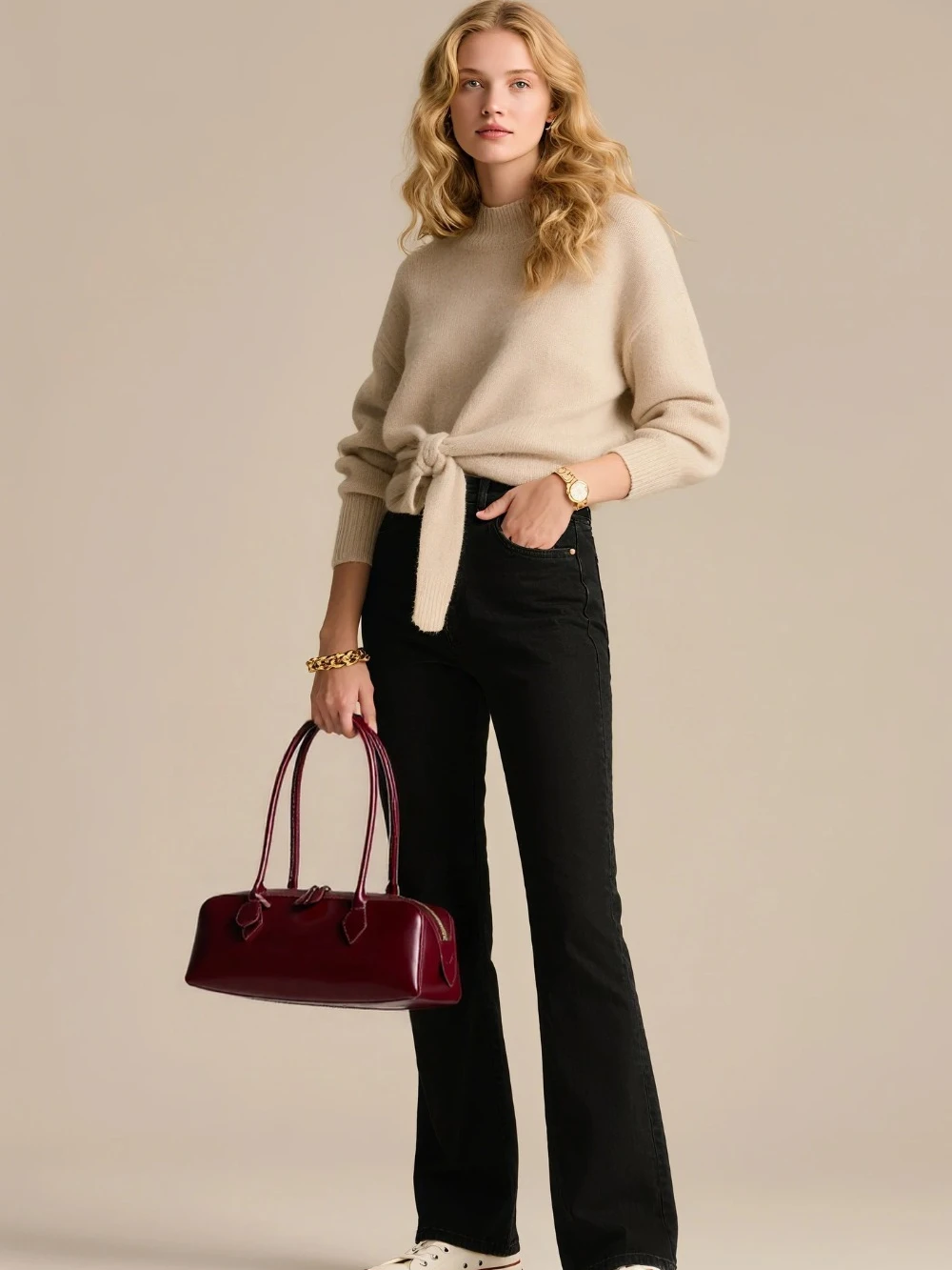 sac baguette coréen bordeaux pour femmes, sac à main sous les bras en cuir de vache véritable, grande capacité, sac à bandoulière vintage, 2025