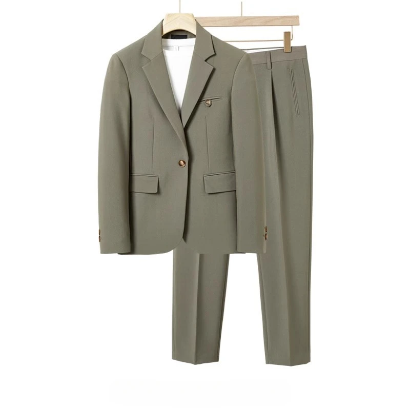 costume d'affaires décontracté pour hommes, de haute qualité, classique, simple, noir, marron, mode, ensemble 2 pièces (blazer + pantalon), mariage, s 6xl