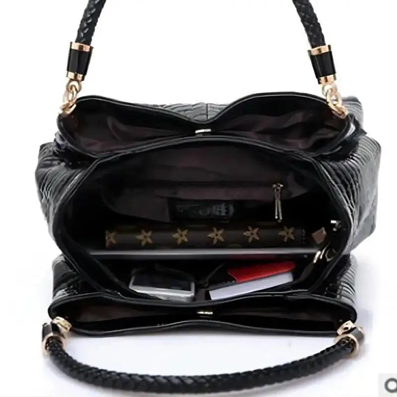 sac à main grande capacité pour femmes, fourre tout pour les déplacements quotidiens, sac à bandoulière imprimé crocodile, visage brillant, shopping