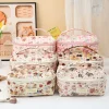 sac de maquillage matelassé à motif d'animal de dessin animé, sac à main portable de grande capacité pour femmes, rangement de produits de toilette cosmétiques, sac à main à fermeture éclair