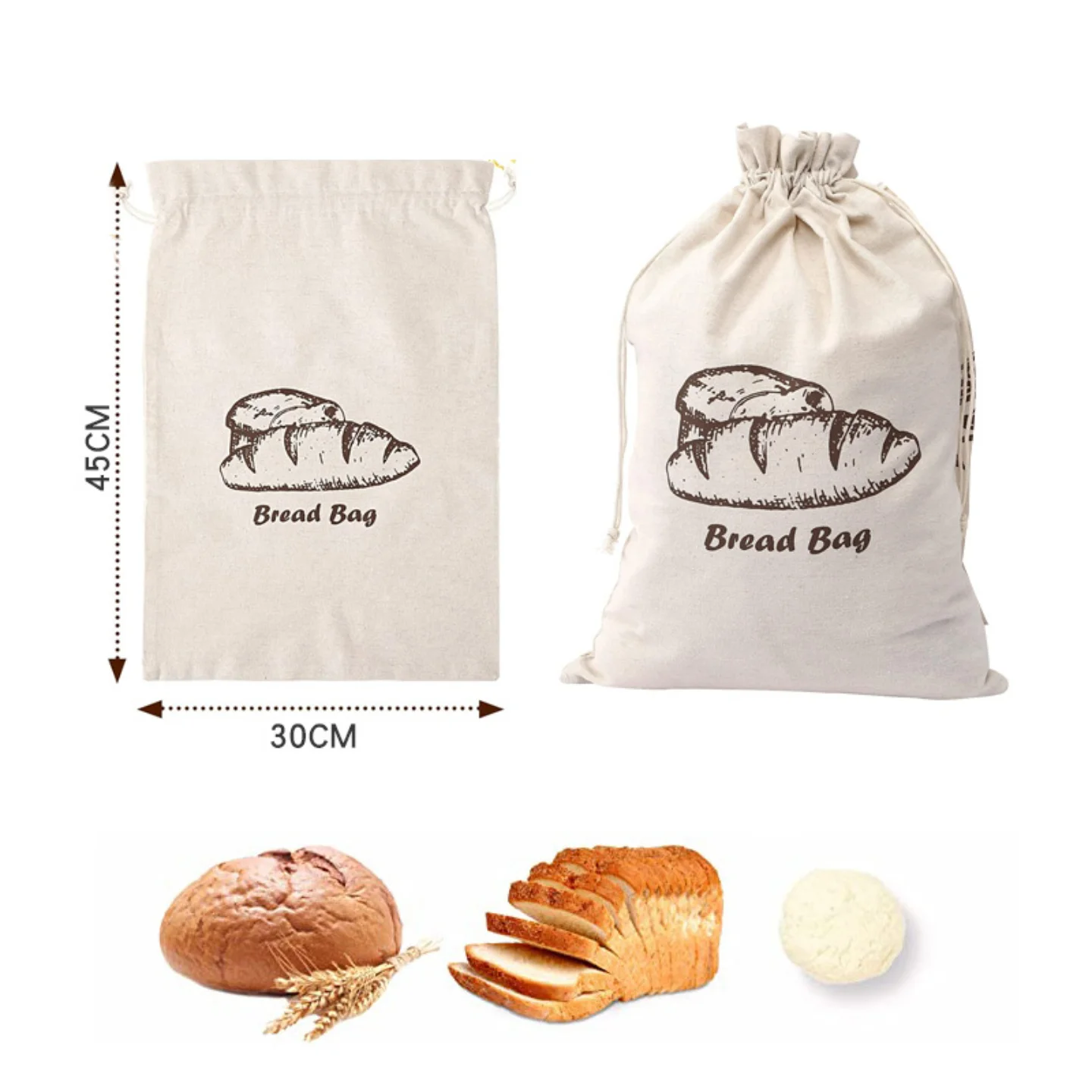 sacs à pain en lin, sac à cordon réutilisable pour pain, sac de rangement de pain artisanal fait maison, sacs à pain en lin pour baguette