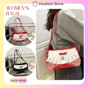 Sac à main à nœud sous les bras pour femmes, sac d&rsquo;oreiller tendance, sac à bandoulière polyvalent en dentelle, sac à main doux et mignon