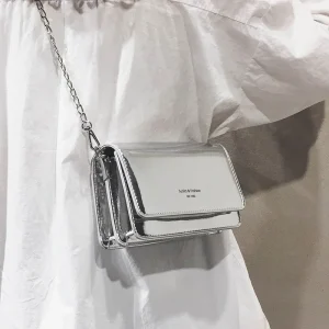 Sac à bandoulière carré pour femmes, nouvelle mode argent, Sac à bandoulière avec chaîne, Y2k, Shopping quotidien, 2024