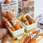 Mini jeu de nourriture Miniature en résine, mignon, maison de poupée, sac à pain Baguette pour accessoires de poupée, cadeau de noël pour fille, 1/6