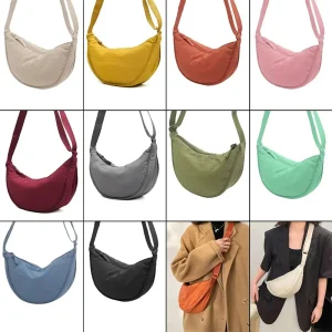 Sac à bandoulière Hobo Crescent, sac à bandoulière Compact Chic pour femmes, sac à main demi-lune léger de couleur unie Sac à bandoulière Hobo Crescent, sac à bandoulière Compact Chic pour femmes, sac à main demi-lune léger de couleur unie