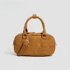 2025New Boston Bag pour femmes, sac à bandoulière en Faux daim, sac de Bowling, sac à main décontracté pour femmes Shopping Trip automne et