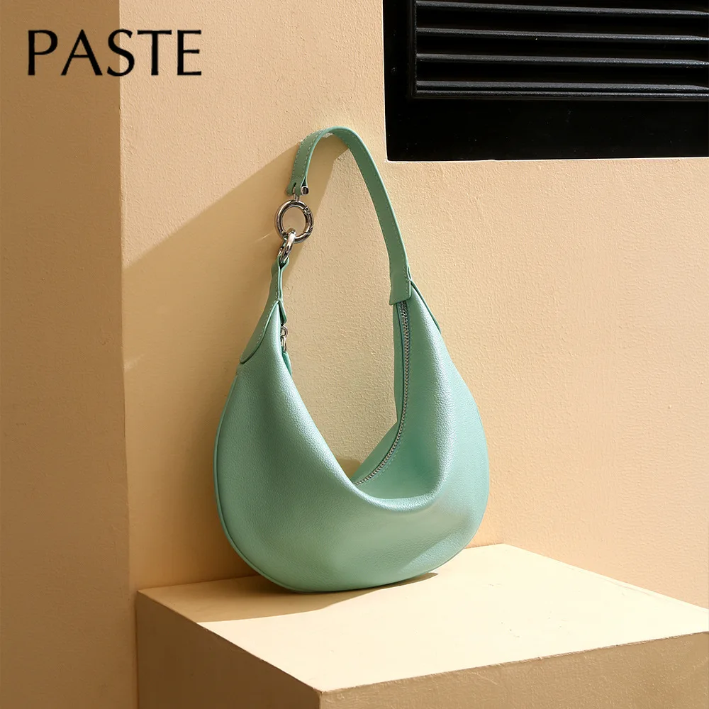 sac à main de luxe couleur vive pour femmes, fourre tout hobo d'été fin et léger de styliste en cuir de vache véritable, sac à bandoulière sous les aisselles