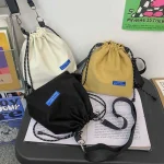 Sac seau à cordon de serrage en Nylon, sac de rangement décontracté de Style coréen, sac à main assorti avec tout pour hommes, sac à bandoulière femme/homme