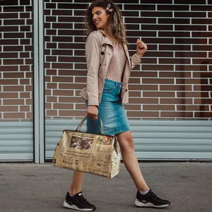 Sac à main de voyage étanche pour femme, imprimé journal, vintage, mode