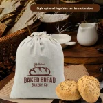 Sacs à pain en lin, sac à cordon réutilisable pour pain, sac de rangement de pain artisanal fait maison, sacs à pain en lin pour Baguette