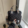 Sac à main matelassé en coton pour femme, sac fourre-tout matelassé, sac à bandoulière rembourré, large lancé par la ceinture