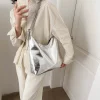 sac à provisions de luxe pour femme, sac à main à poignée supérieure en pu, sac fourre tout en cuir décontracté, haute capacité, argent, or, designer, mode