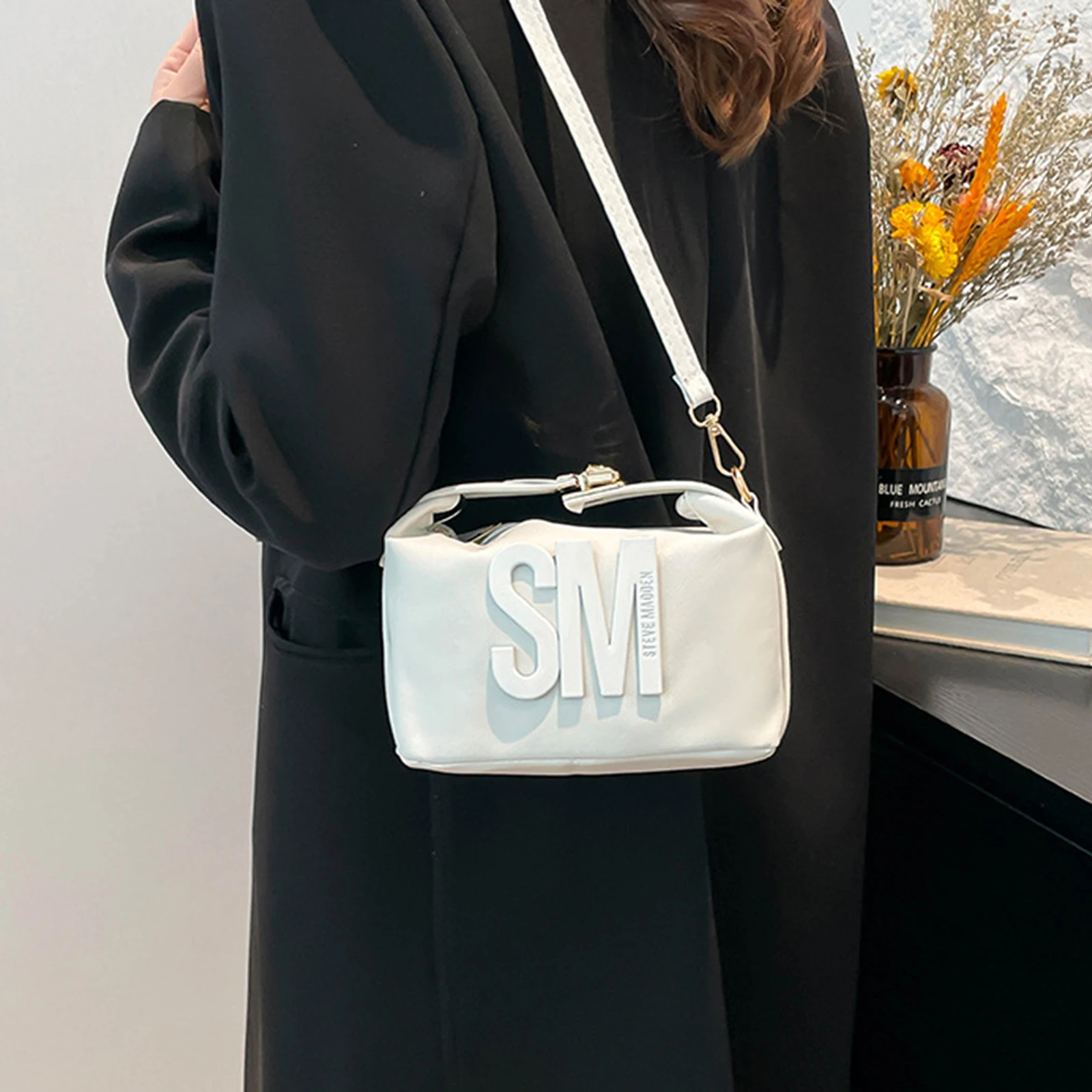 sac à bandoulière carré pour femmes, petit sac à main décontracté avec lettres tendance pour bureau, fête, club