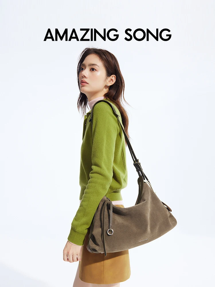 incroyable chanson beignet hobo sac daim automne et hiver nouveau style rétro