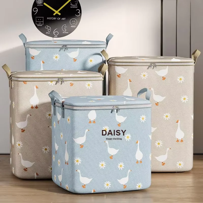 sac de rangement pour couette en coton, boîte de rangement pour couette de grande capacité, vêtements non tissés, rangement spécial, sac à bagages mobile portable