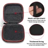 Étui de transport carré pour écouteurs, petit sac de rangement pour petit chargeur, sac portable pour stocker une clé usb et une carte sd (noir)