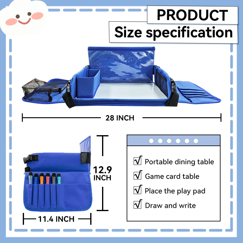 plateau de siège de voyage pour enfants, pour voiture, table de rangement de jouets pour enfants, planche à dessin, plateau de sécurité, support de boissons à manger, activités de voyage sur route