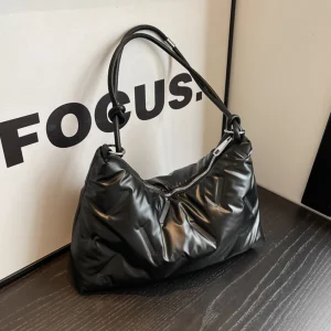 Sac fourre-tout matelassé pour femme, sac Hobo gonflé, sacs à main fourre-tout en duvet, grande capacité, rembourré, initié, décontracté, hiver, mode Sac fourre-tout matelassé pour femme, sac Hobo gonflé, sacs à main fourre-tout en duvet, grande capacité, rembourré, initié, décontracté, hiver, mode
